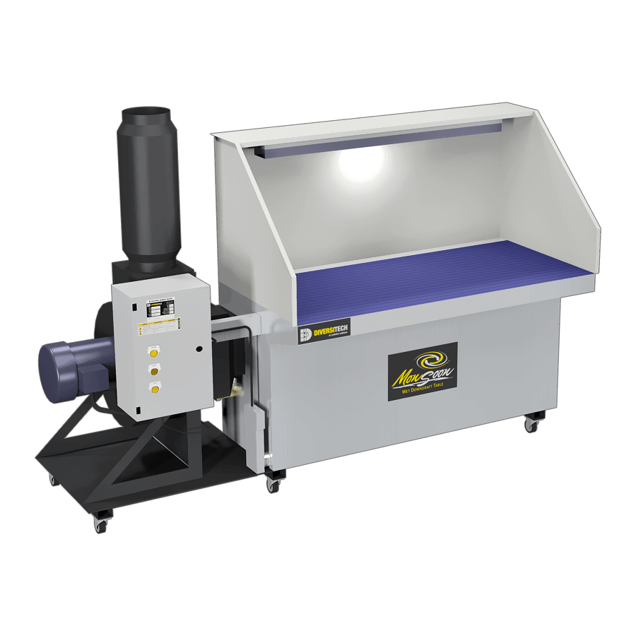 3X6 Monsoon Wet Downdraft Table for aluminum grinding and deburring